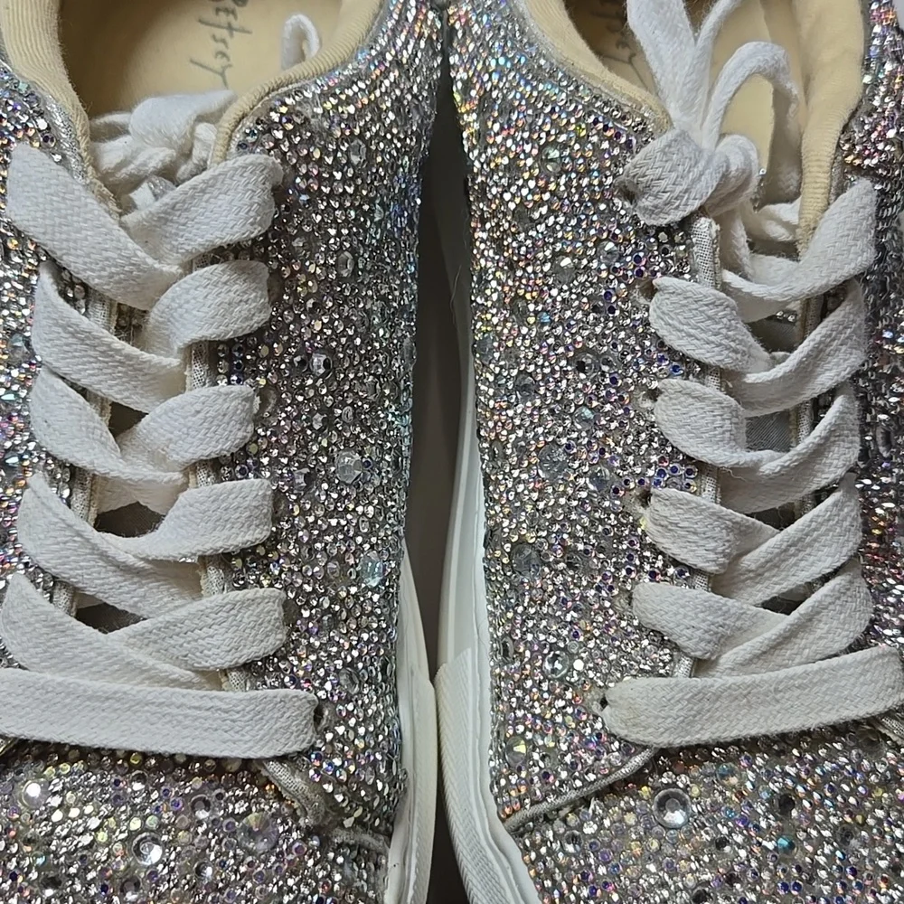 💎 Betsey Johnson Sidny Rhinestone Platform Sneakers Size 7 - Picture 11 of 12